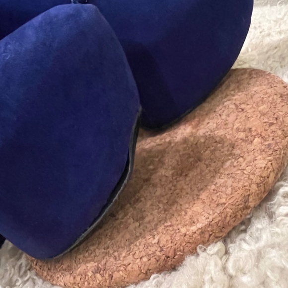 Blue Faux Suede, Platform, Spiked Chunk Heel, Lace-up, Gaga, Ankle Boots - Picture 10 of 12